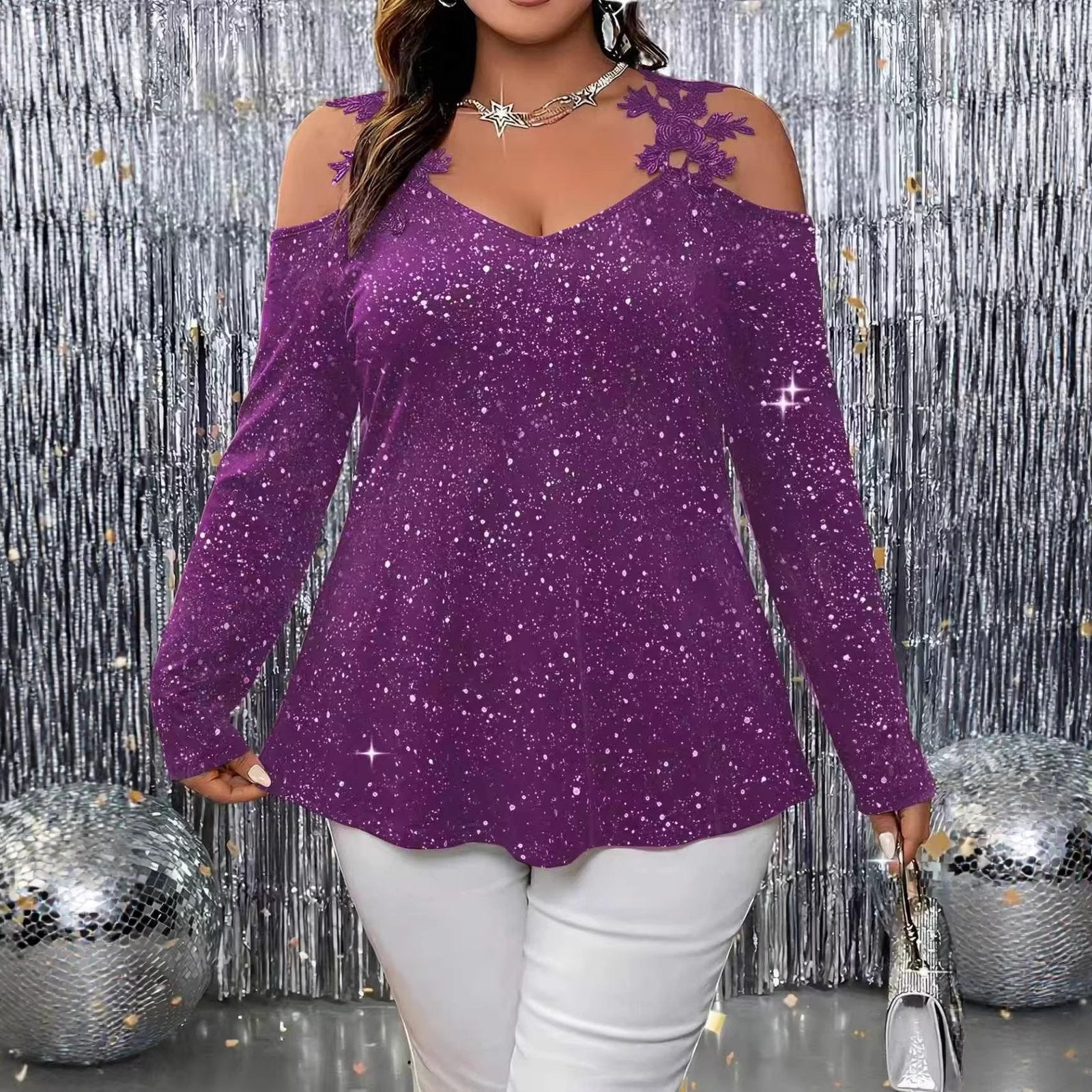 Plus Size V-Neck Tops for Women - Black, Pink, and More