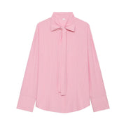 Chic Striped Blouse with Bow Tie Detail