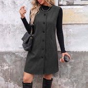 Women's Long Sleeveless Wool Vest Dark Gray