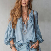 Loose-Fit Boho Long-Sleeve Shirt for Women