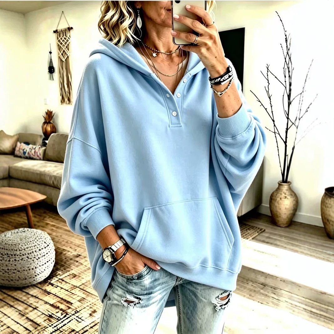Autumn Winter Loose-Fit Long-Sleeve Top for Women