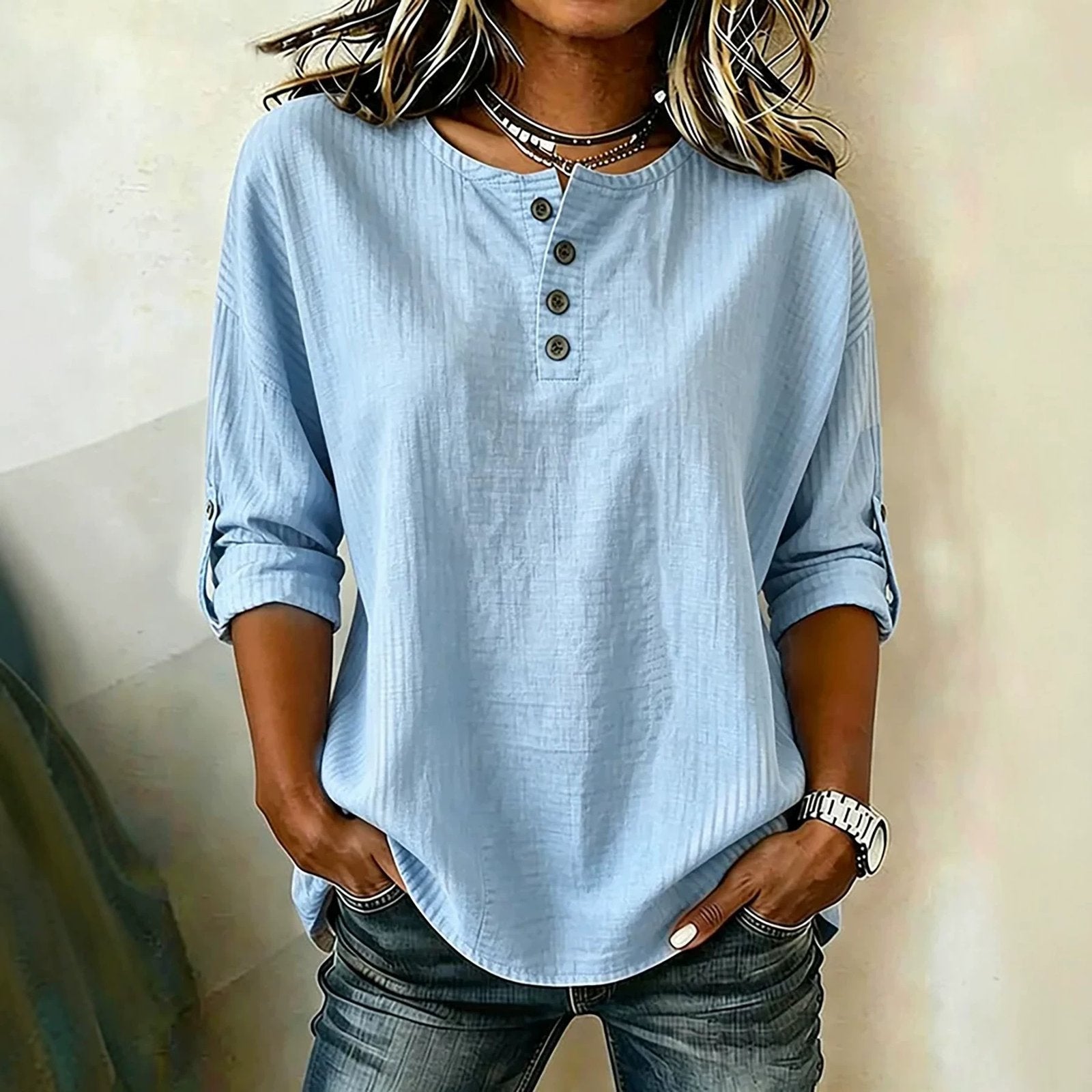 Breathable 3/4 Sleeve Blouse for Women