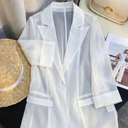Elegant White Sheer Suit Jacket for Women