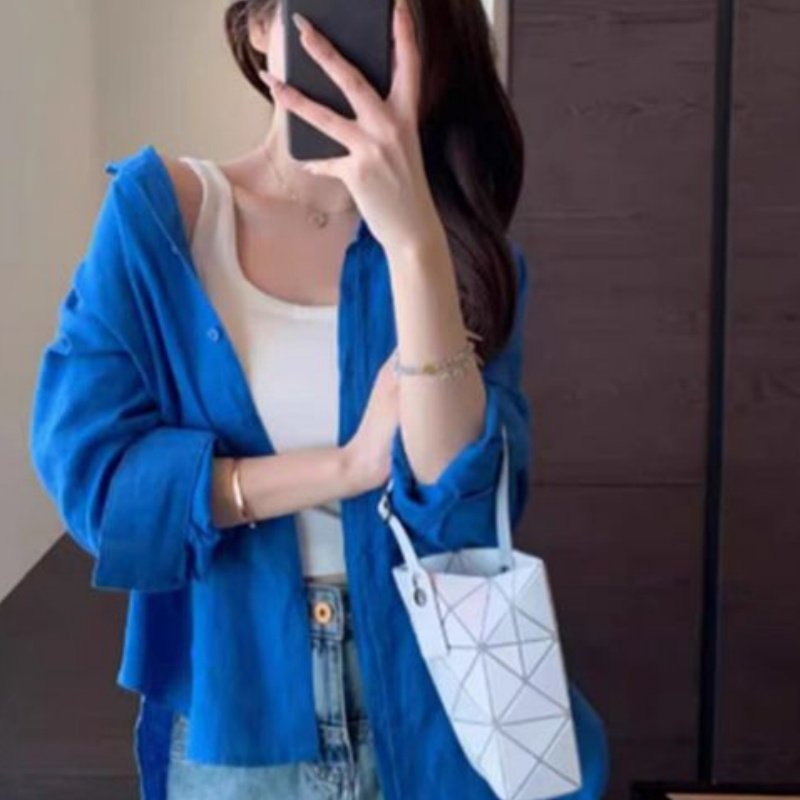 French-Style White Linen Blouse for Women