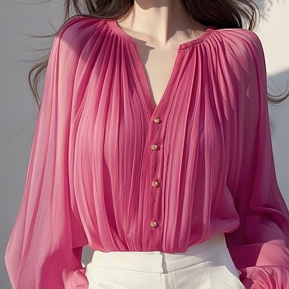 Elegant Long-Sleeved Chiffon Blouse for Women