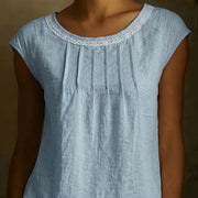 Flattering Sleeveless Top with Lace Trim
