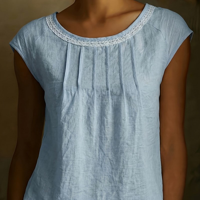 Flattering Sleeveless Top with Lace Trim