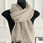 Linen Striped Long Scarf Shawl for Women