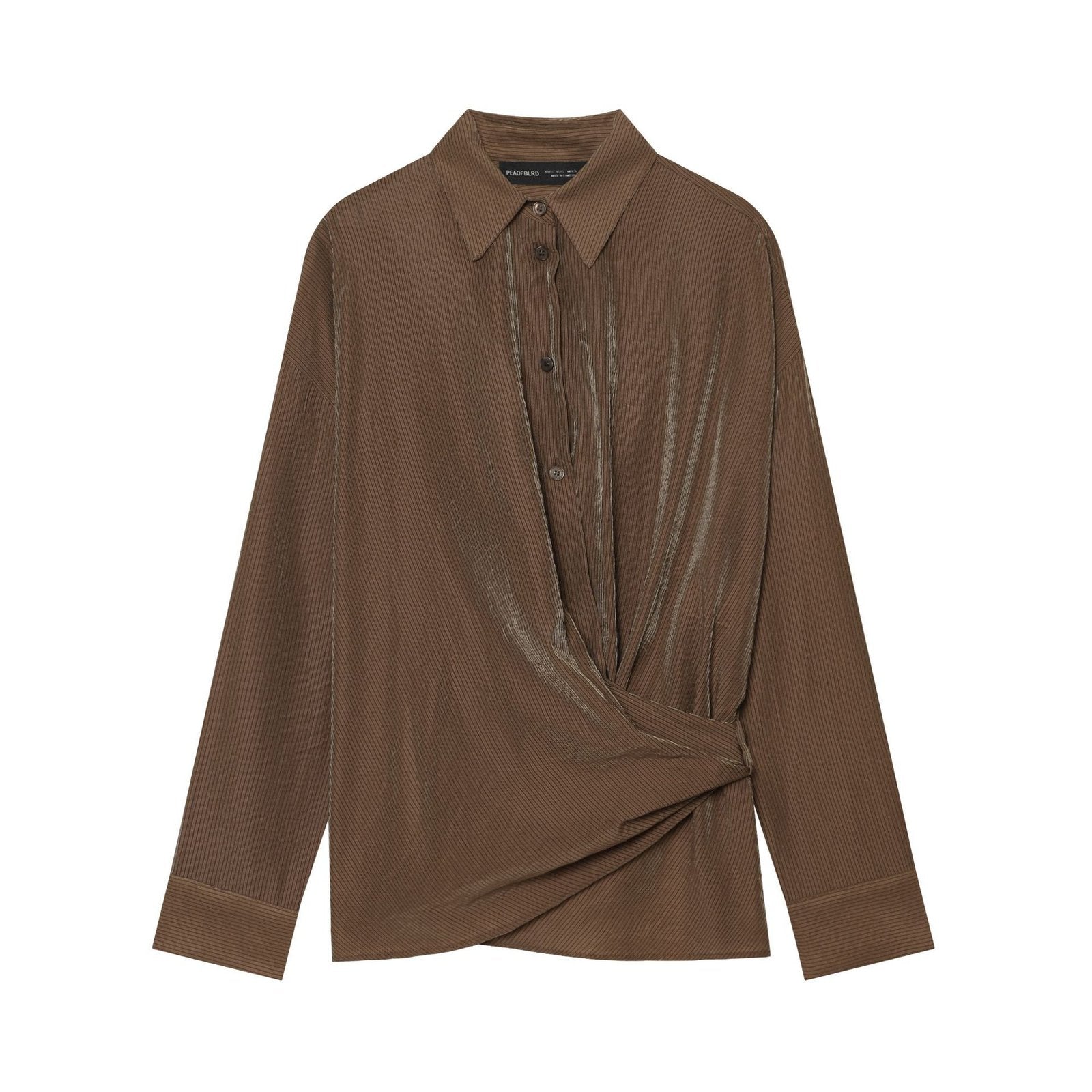 Long-sleeve Striped Shirt with Turn-down Collar