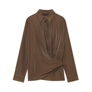 Long-sleeve Striped Shirt with Turn-down Collar