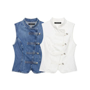 Casual Patchwork Denim Vest for Men