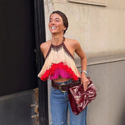 Sexy Red Cami Top with Tassels