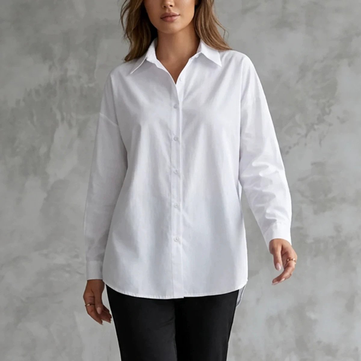 Loose-fitting Slit-front Shirt for Women
