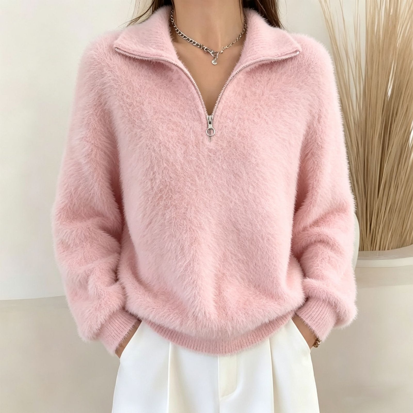 Women's Long-Sleeved Zip-up Sweater
