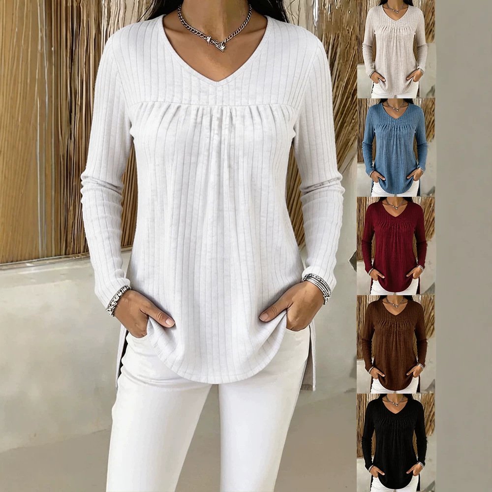 Casual V-Neck Long Sleeve Top for Women