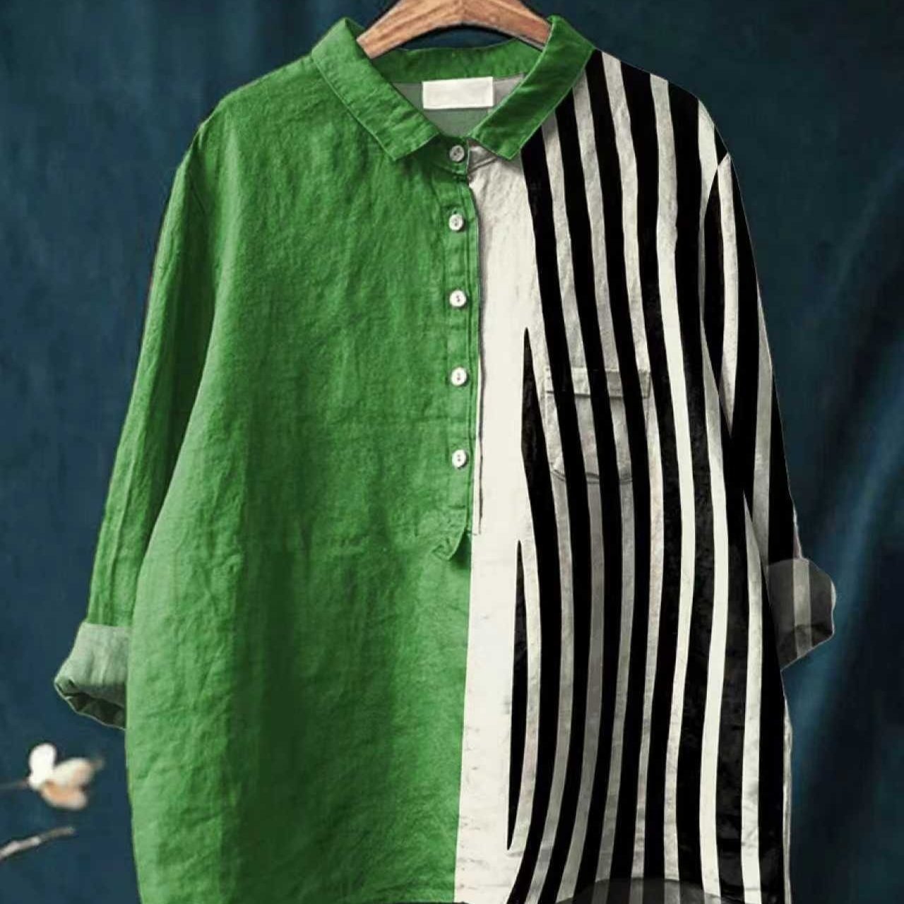 Elegant Printed Long-Sleeve Shirt for Women