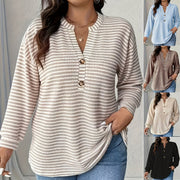 Relaxed Fit Striped Button-up Top for Women