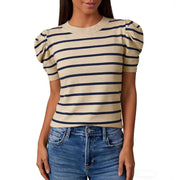 Vintage Striped Knit Sweater for Women - Elegant Pullover Top