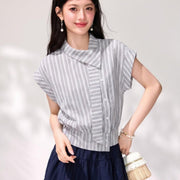 Elegant Batwing Blouse for Women - Light Gray