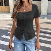 Elegant Solid Color Casual Blouse for Women