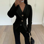 Elegant Square-neck Puff-sleeve Waist-cinching Blouse
