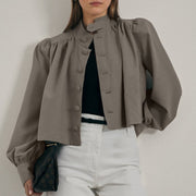 Casual Long-sleeve Shirt for Women - Stand-up Collar