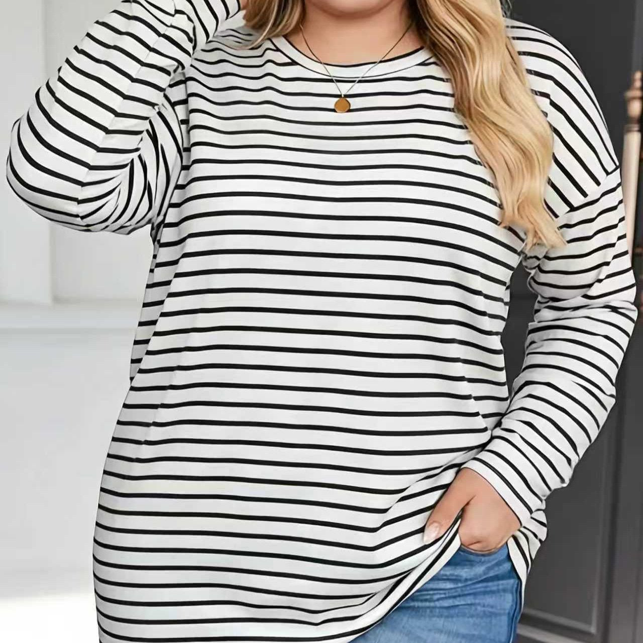 Long-Sleeved Striped Top for Women
