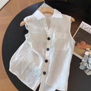 Classic Linen Sleeveless Vest Top for Women