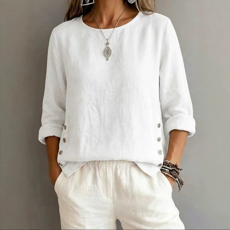 Loose-Fit Crew-Neck Long Sleeve Top for Women