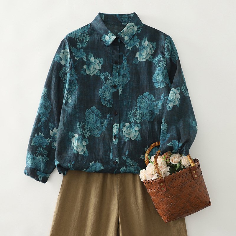 Retro Chic Long-sleeve Women's Shirt