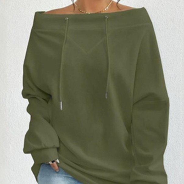 Loose Casual Off-the-shoulder Hoodie Top