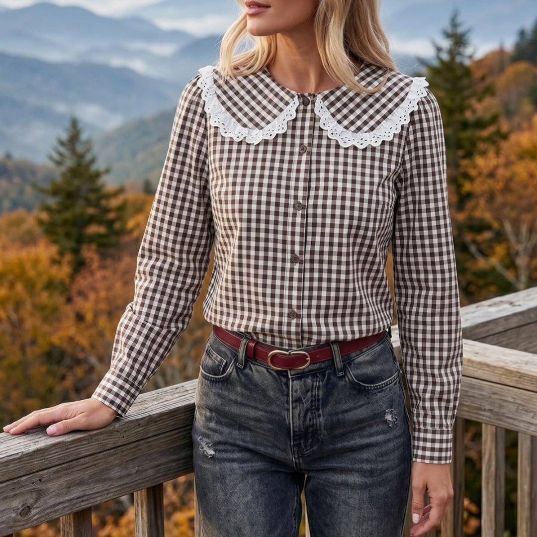 Casual Plaid Button-Down Shirt for Women