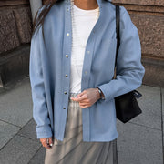 Relaxed Fit Oversized Long Sleeve Jacket Top for Women