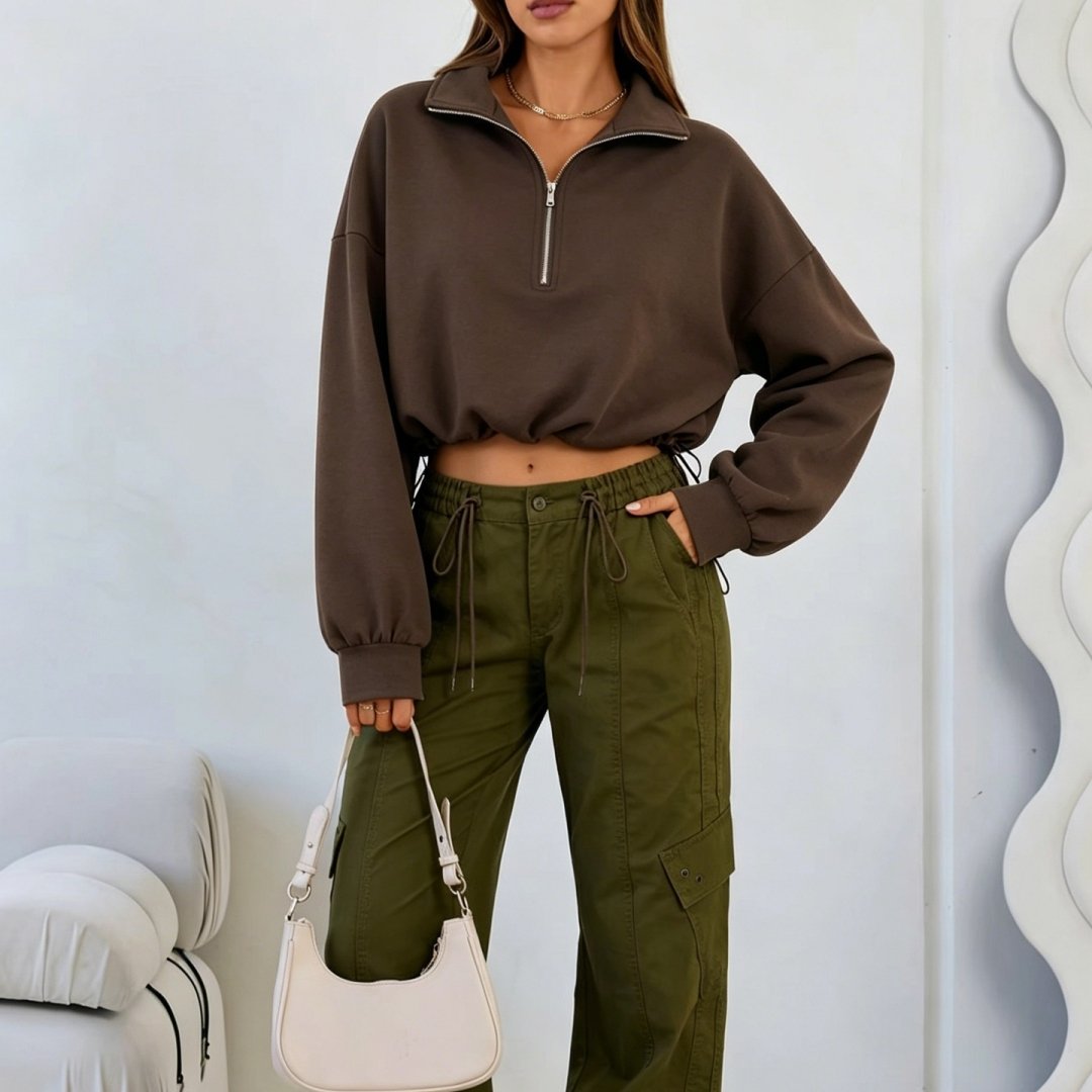 Cozy Long-Sleeve Sweatshirt with Drawstring Hoodie