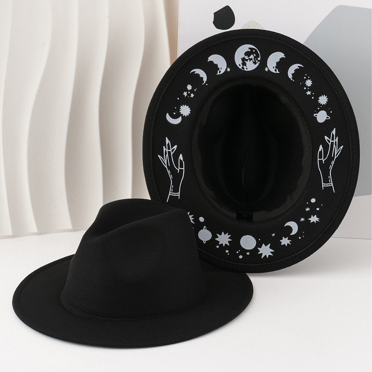 Gothic Moon Felt Hat for Women - Unique Sun Protection