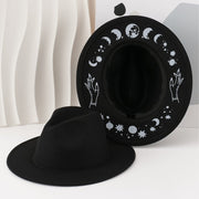 Gothic Moon Felt Hat for Women - Unique Sun Protection