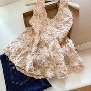 Floral Halter Neck Top for Women - 3D Floral Design
