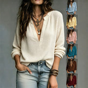 Casual Women's V-Neck Long Sleeve T-Shirt