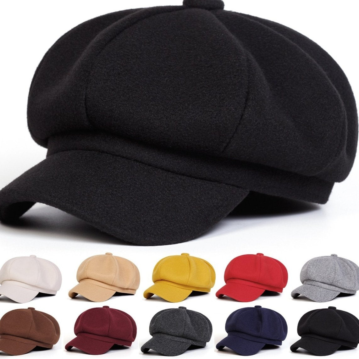 Retro Octagonal Cap for Women - Breathable & Warm