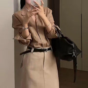 Slimming V-Neck Shirt for Women, Coffee