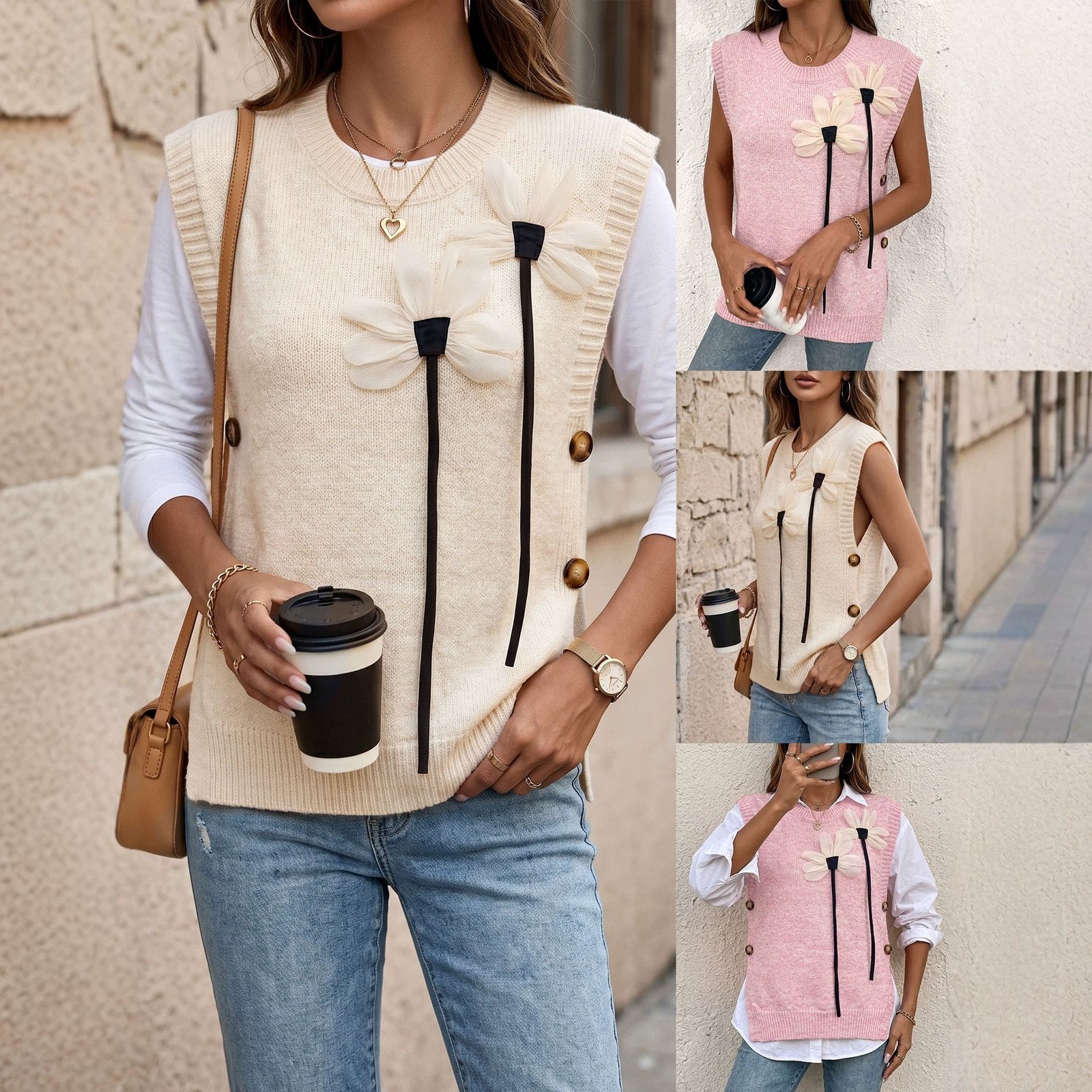 Cozy Knitted Patchwork Vest for Women