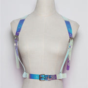 Rainbow Iridescent PVC Suspender Belt for Women