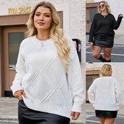 Casual Herringbone Knit Sweater for Women