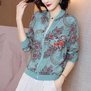 Loose Fit Long Sleeve Zip Up Jacket for Women