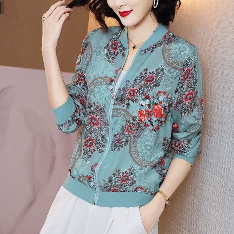 Loose Fit Long Sleeve Zip Up Jacket for Women