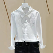 Gentle Heart Blouse with Lapel Collar