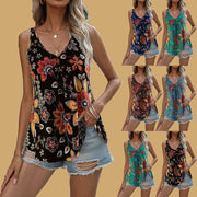 Multicolor V-Neck Strap Tank Top for Women