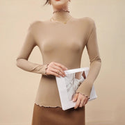 Elegant Long-Sleeved Base Shirt with Ruffle Trim