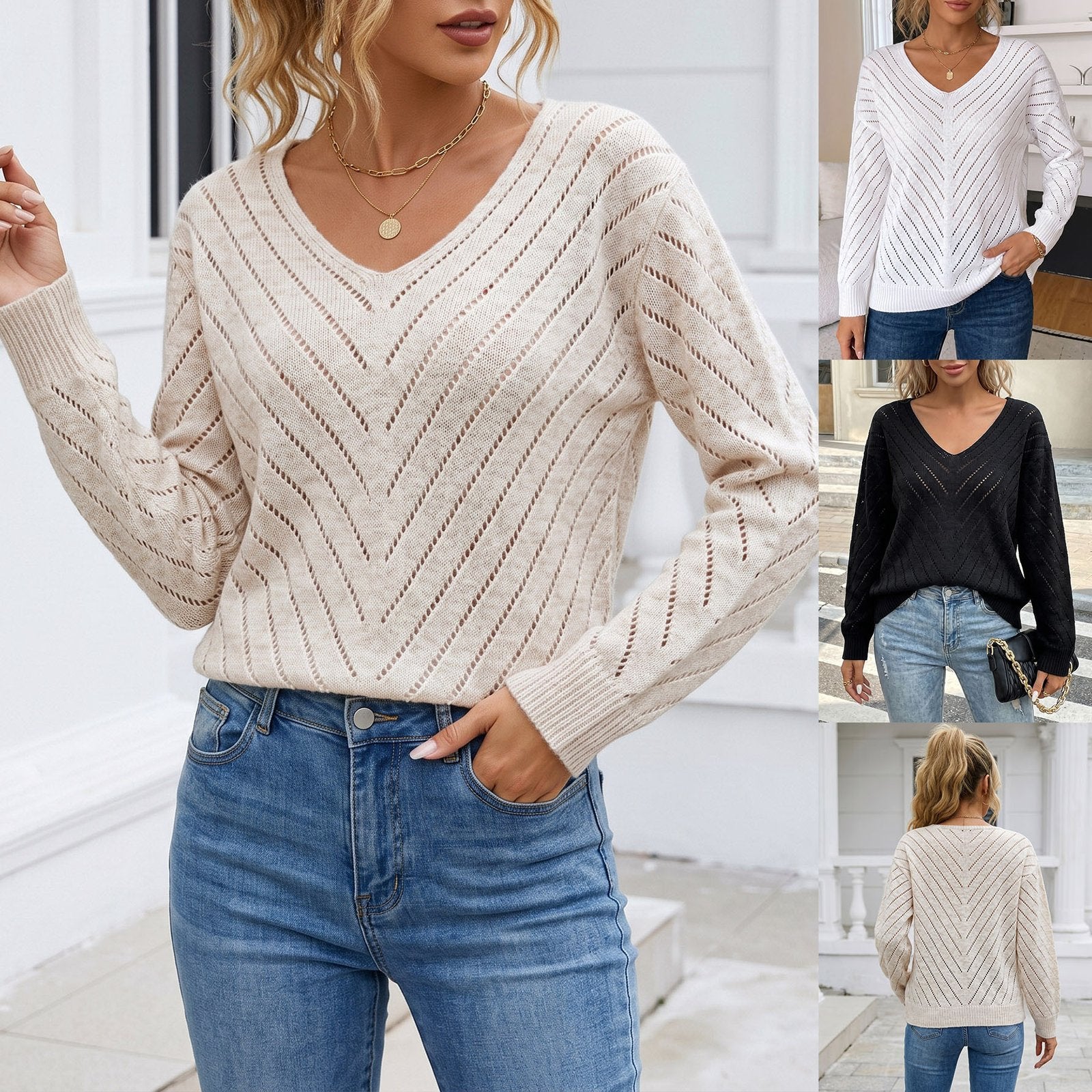 Casual Women's Long Sleeve Pullover Sweater
