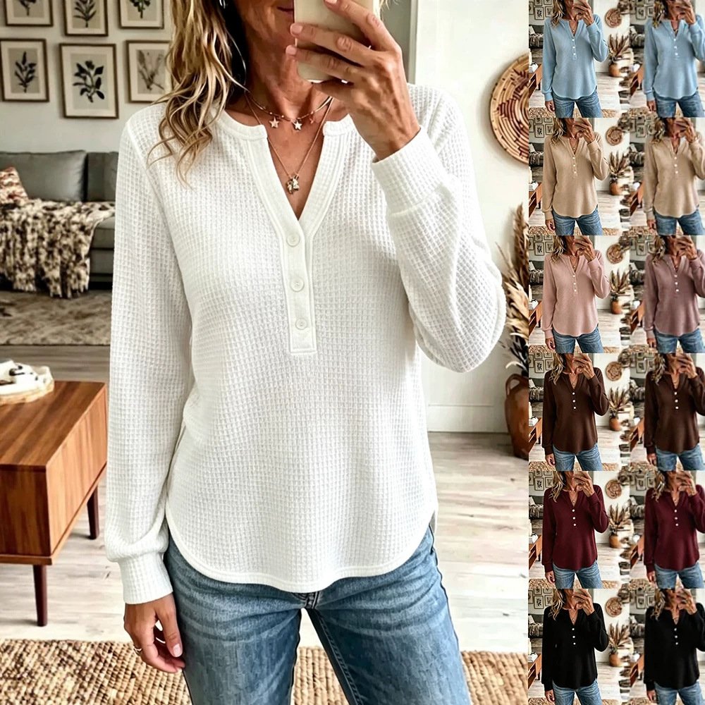 Casual V-Neck Long-Sleeve Women's Tee